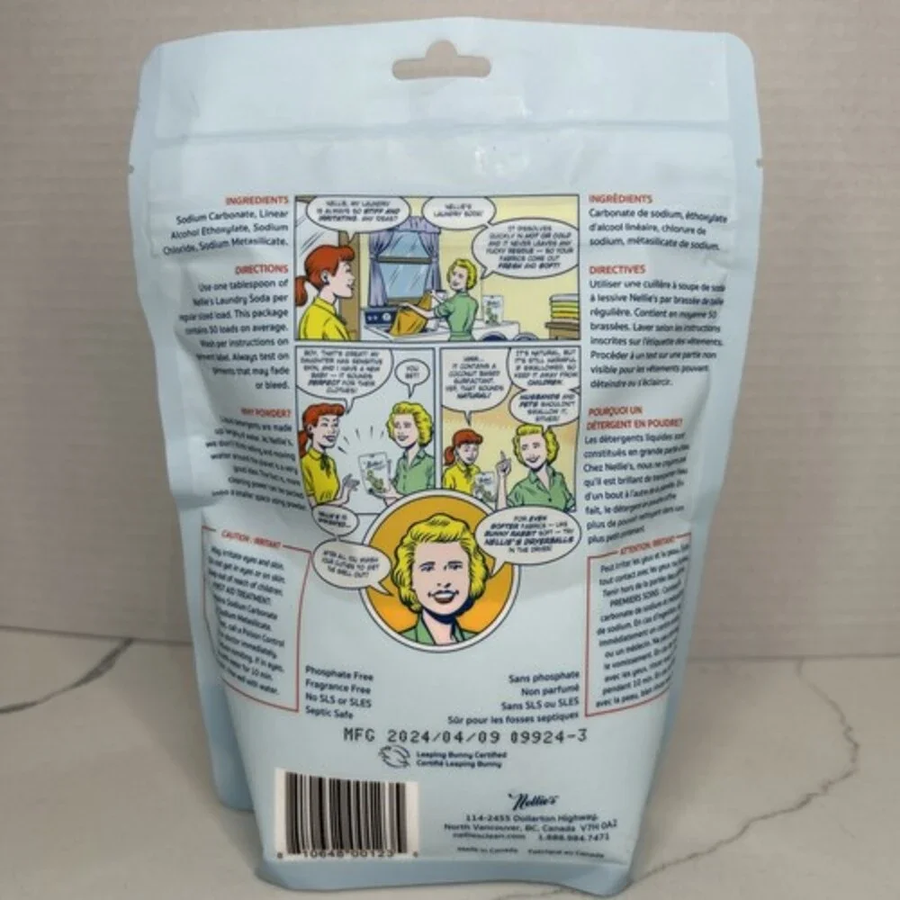 Nellie's All Natural Laundry Soda 50 Loads 1.6 lbs Brand New